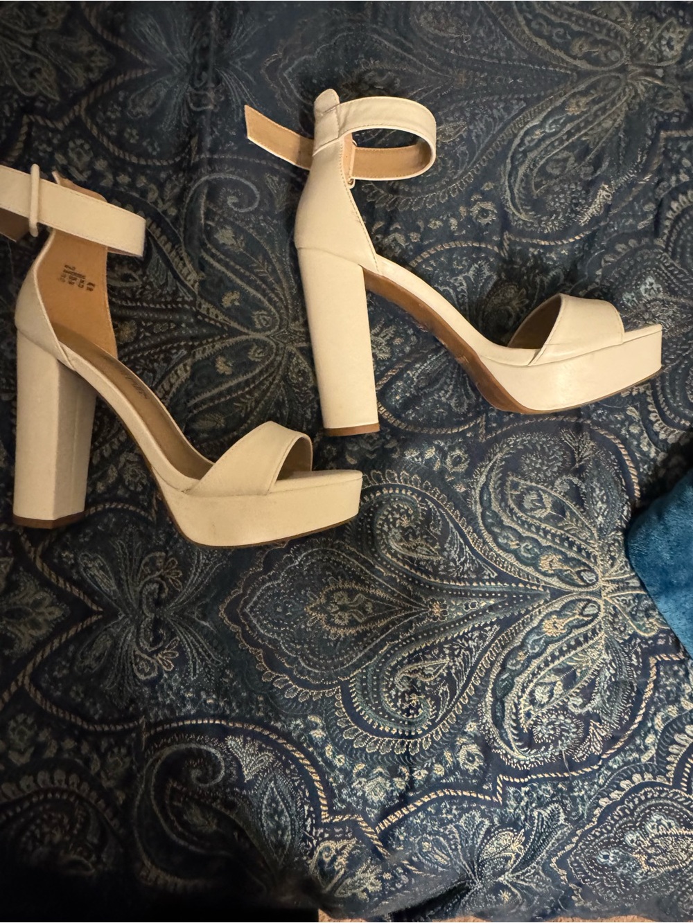 Platform Ankle-Strap High Heel Sandals in Cream